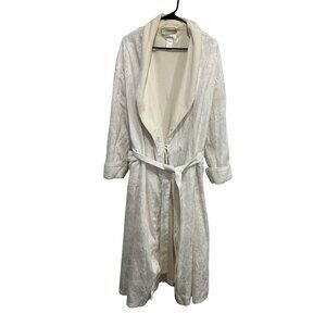 Elegant Cabernet White Floral Robe With Belt Sz XL